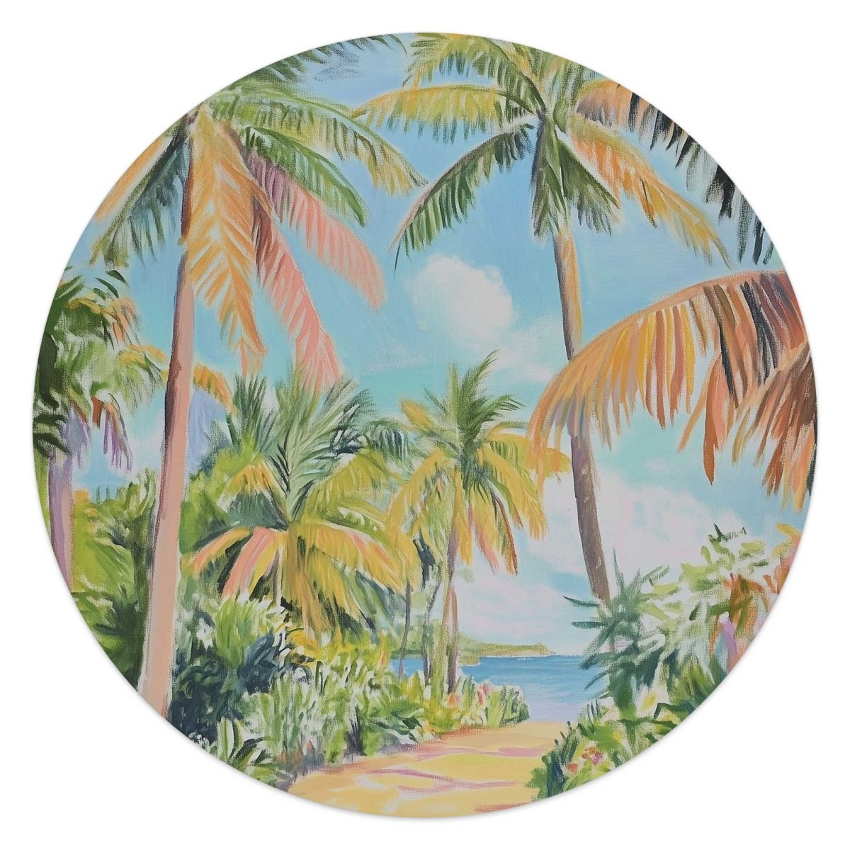 Glasschilderij Pad tussen de palmbomen 50 Rond - Reinders
