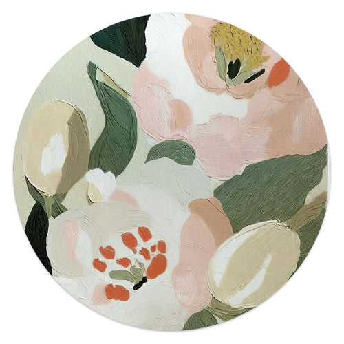 Glasschilderij Pastel bloemen 50 Rond