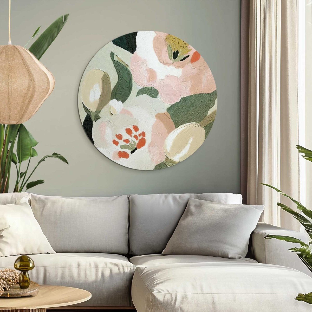 Glasschilderij Pastel bloemen 70 Rond - Reinders