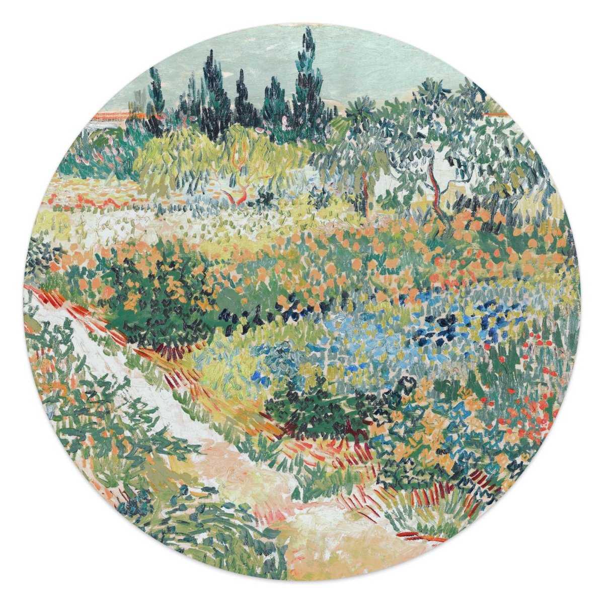 Glasschilderij Van Gogh - Tuin in Arles 50 Rond - Reinders