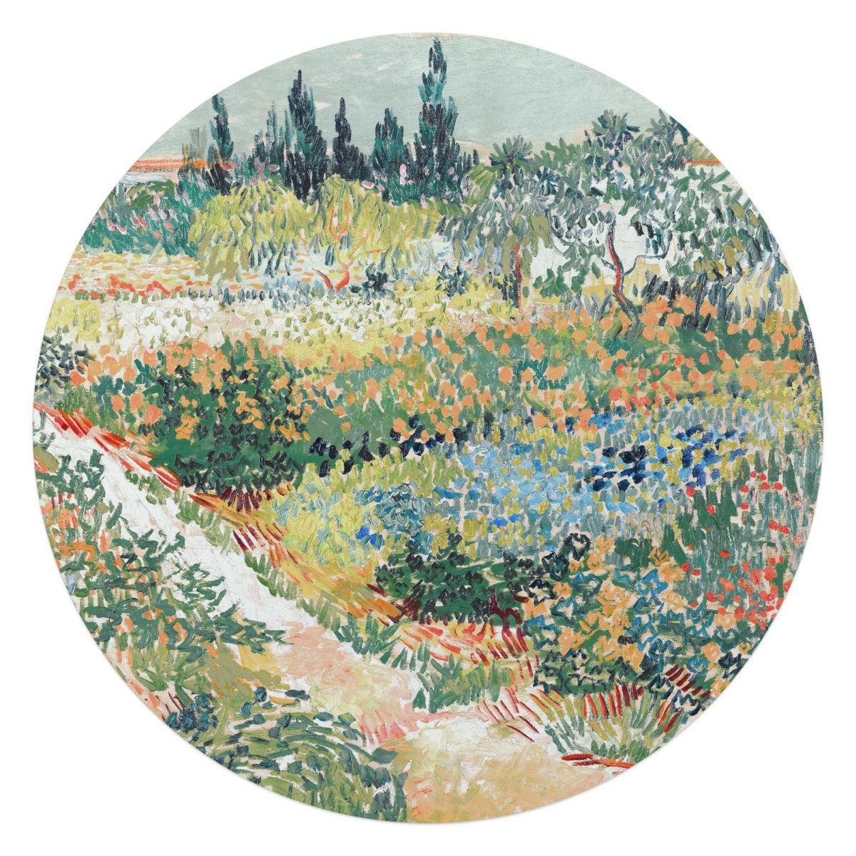 Glasschilderij Van Gogh - Tuin in Arles 70 Rond - Reinders