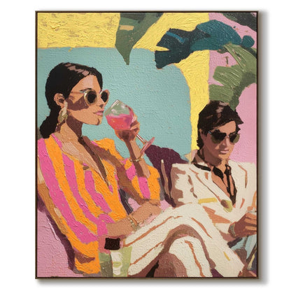 Mixed media Cocktails in de zon 120x100 - Art Frame - Reinders