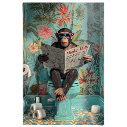 Poster Aap op Toilet 91,5x61 - Poster - Reinders