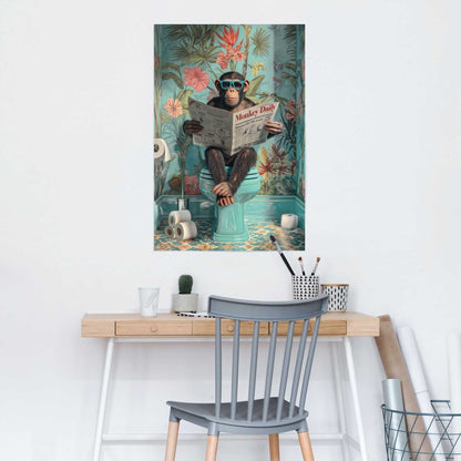 Poster Aap op Toilet 91,5x61 - Poster - Reinders