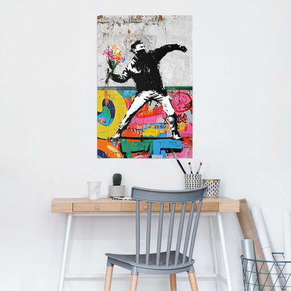 Poster Graffiti flower thrower 91,5x61 - Poster - Reinders