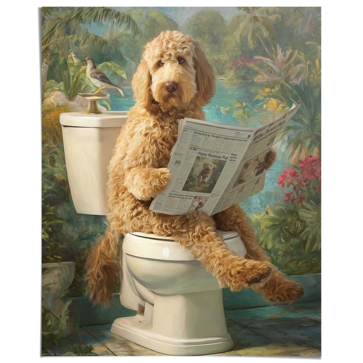 Poster Lezende Hond 50x40 - Poster - Reinders
