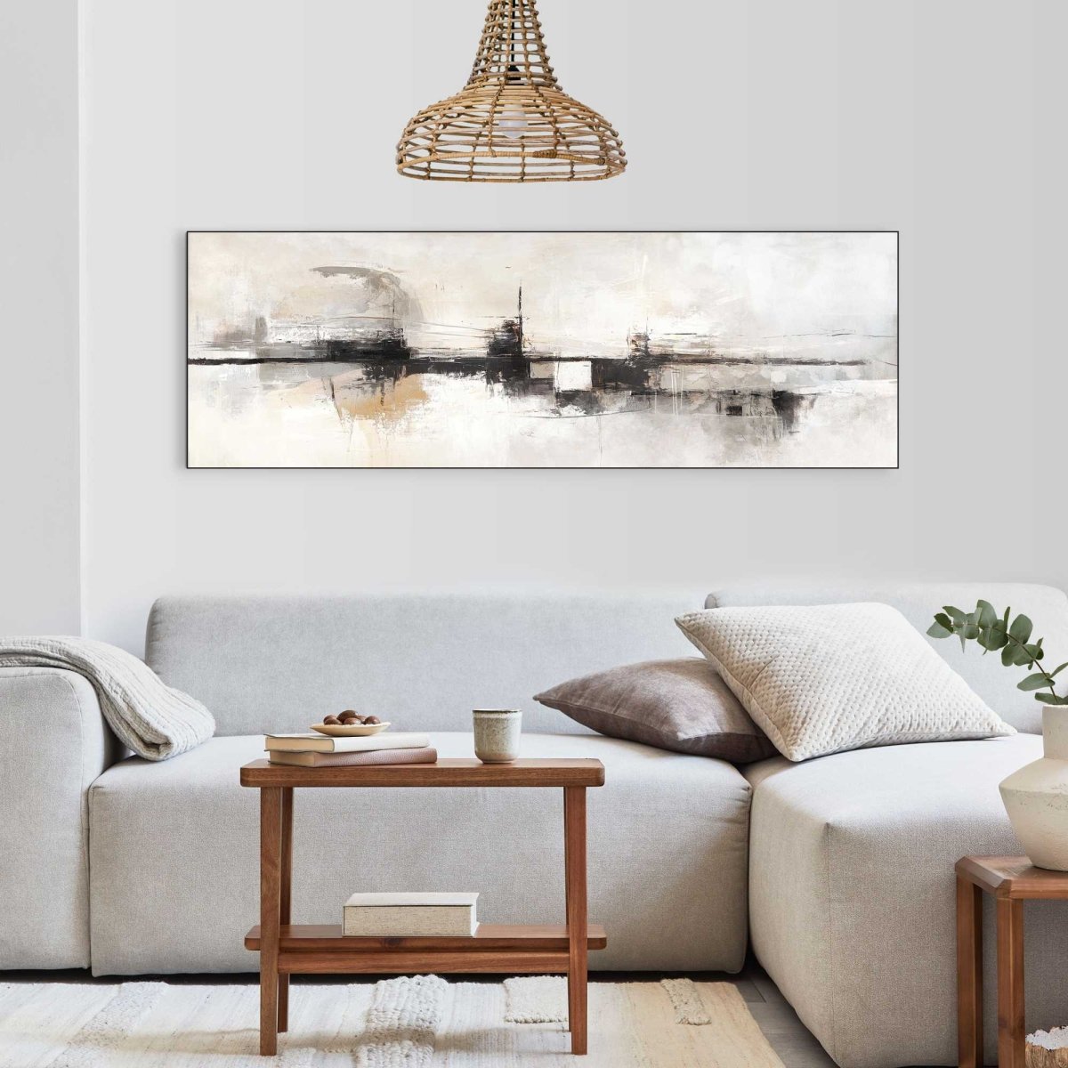 Schilderij Abstracte horizon 52x156 - Reinders