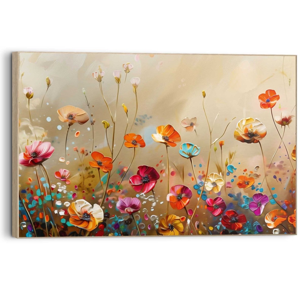 Schilderij Bloeiend Veld 90x60 - Framed Panel - Reinders