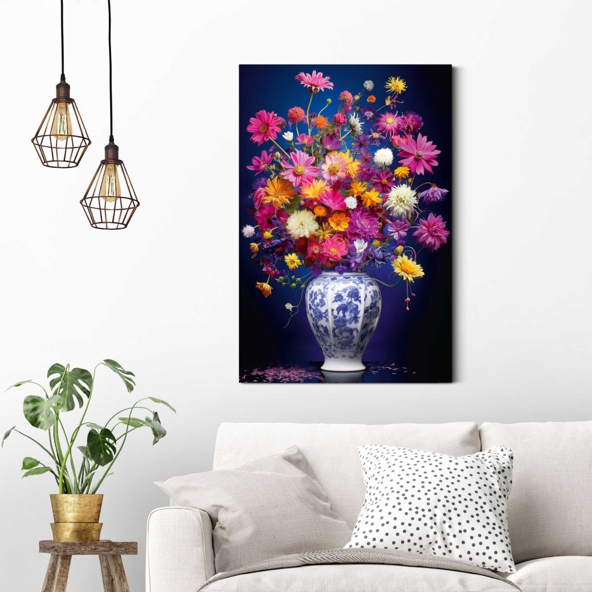 Schilderij Delft Flowers 90x60 - Reinders