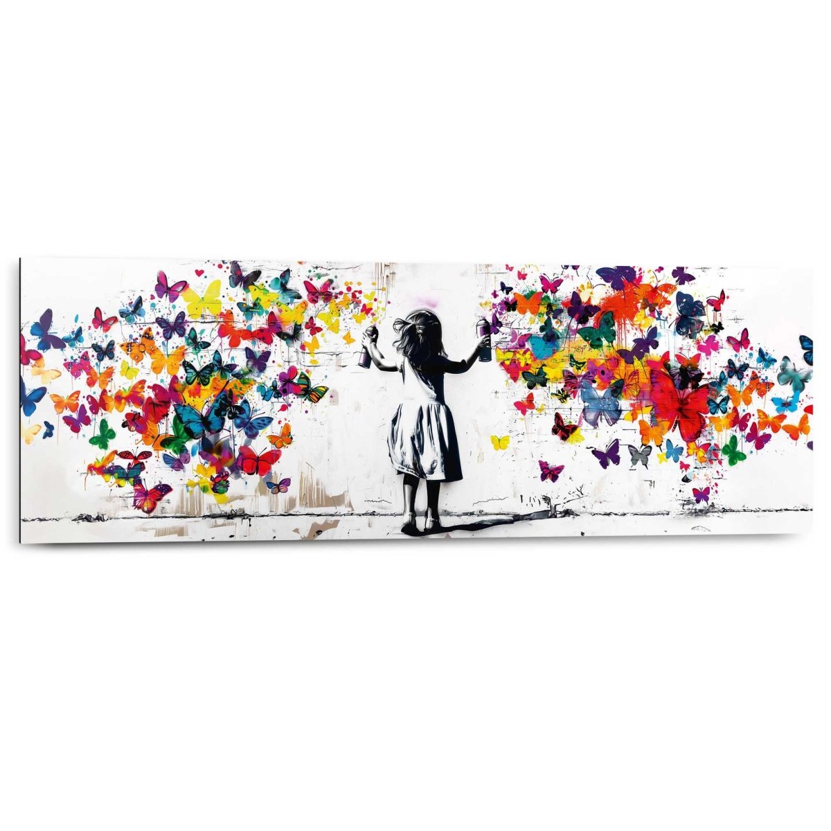 Schilderij Graffiti vlinders 30x90 - Reinders
