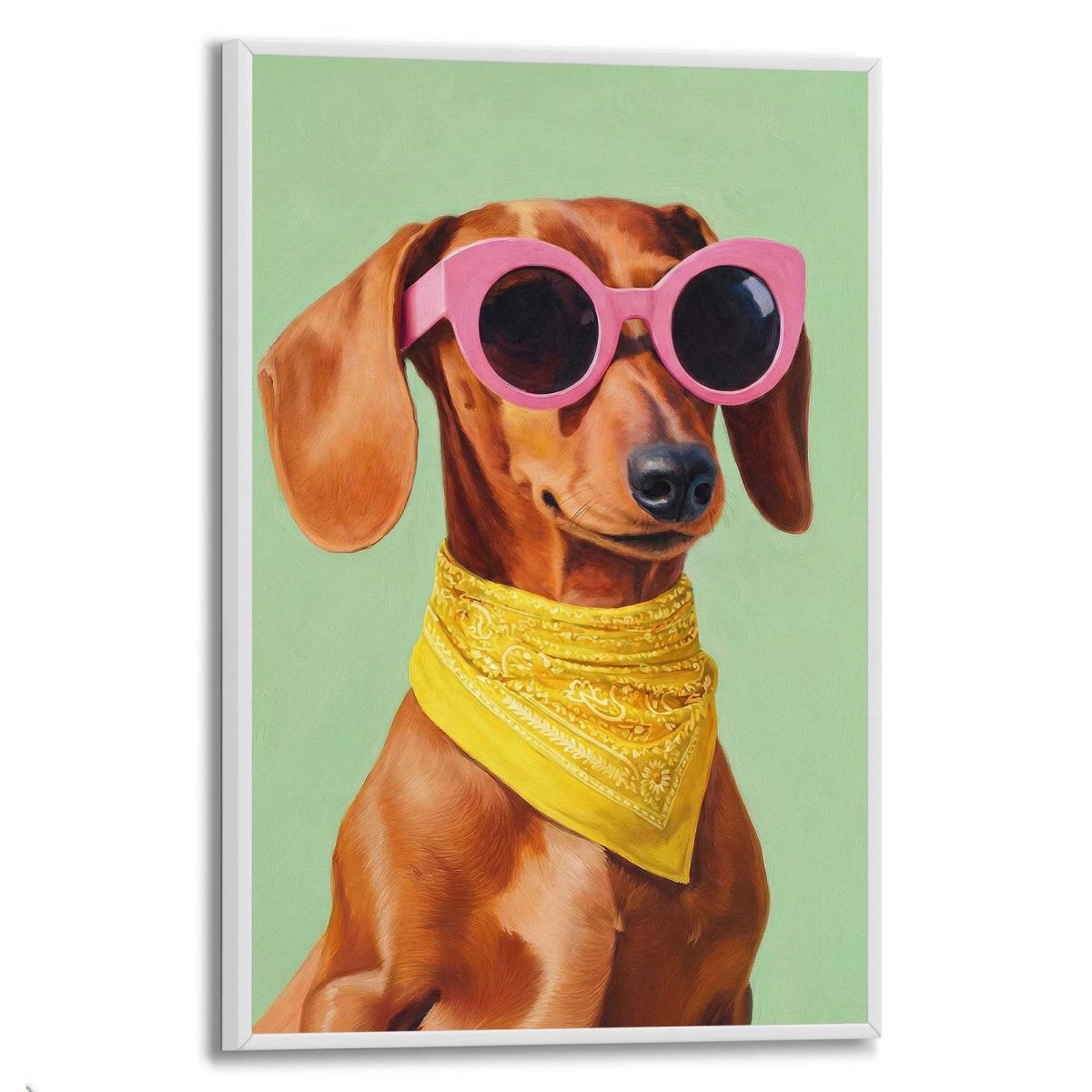 Schilderij Hippe Teckel 30x20 - Slim Frame - Reinders