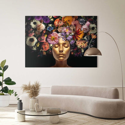 Schilderij Hoofd met bloementooi 100x140 - Reinders