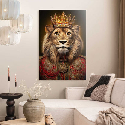 Schilderij Leeuwenkoning 90x60 - Deco Panel - Reinders