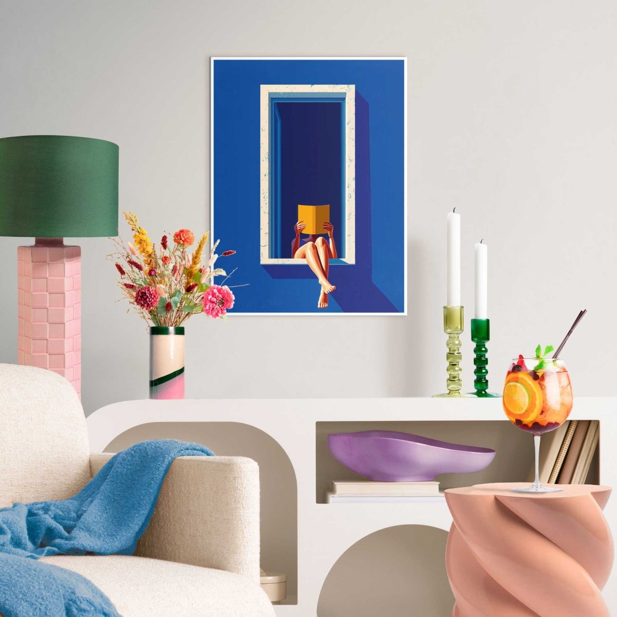 Schilderij Lezen bij het Raam 40x30 - Slim Frame - Reinders