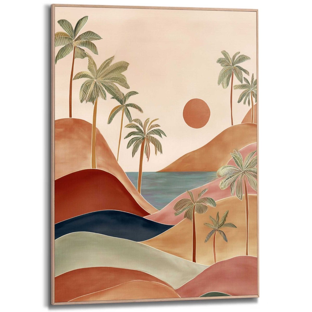 Schilderij Palm Landschap 70x50 - Slim Frame - Reinders