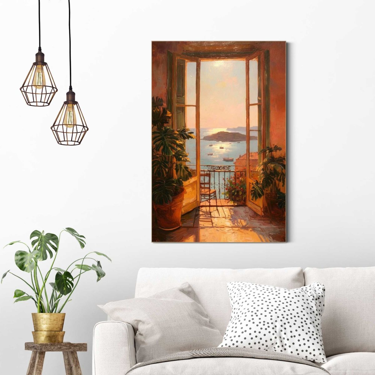 Schilderij Uitzicht op Zee 60x90 - Framed Panel - Reinders