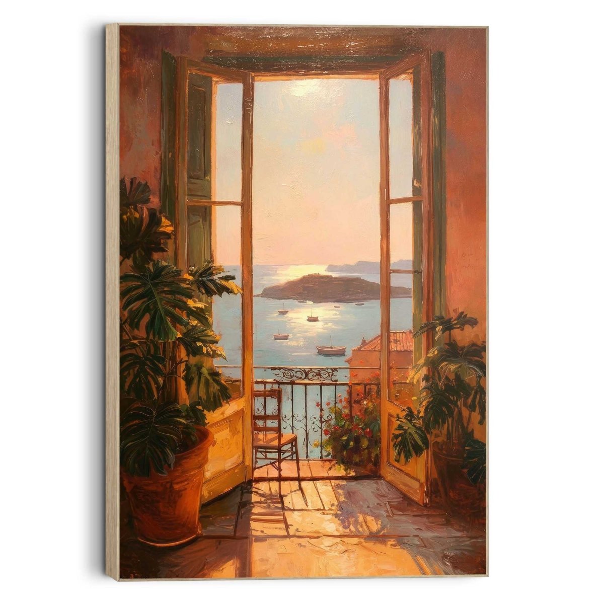 Schilderij Uitzicht op Zee 60x90 - Framed Panel - Reinders