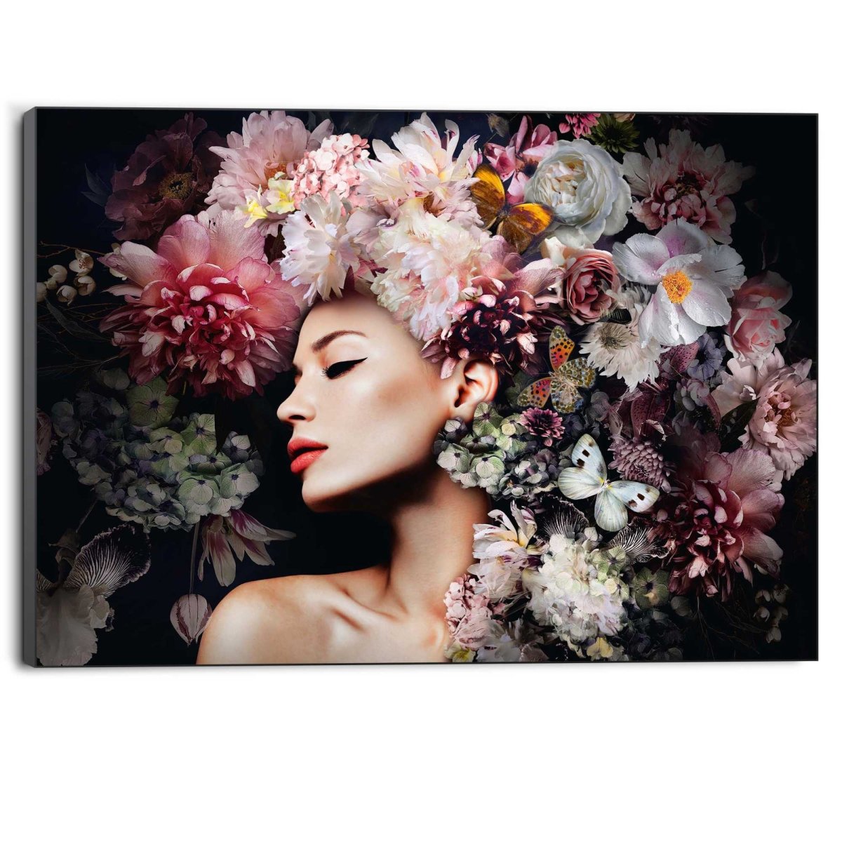 Schilderij Vrouw met bloemenhoed 100x140 - Reinders