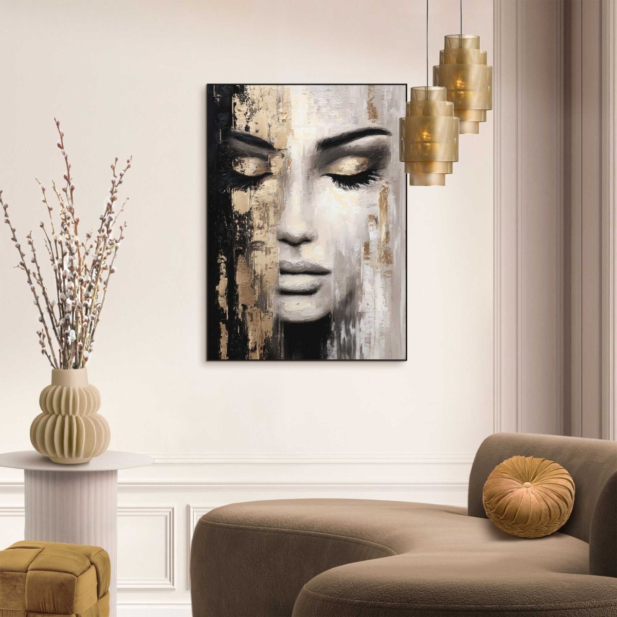 Schilderij Vrouwelijk Portret 70x50 - Slim Frame - Reinders