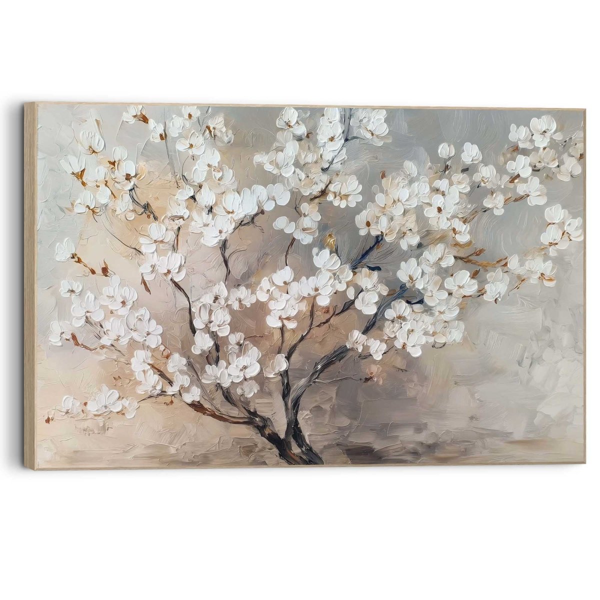 Schilderij Witte bloesem 90x60 - Framed Panel - Reinders