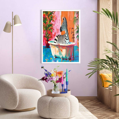 Schilderij Zebra in Bad 70x50 - Art Frame - Reinders