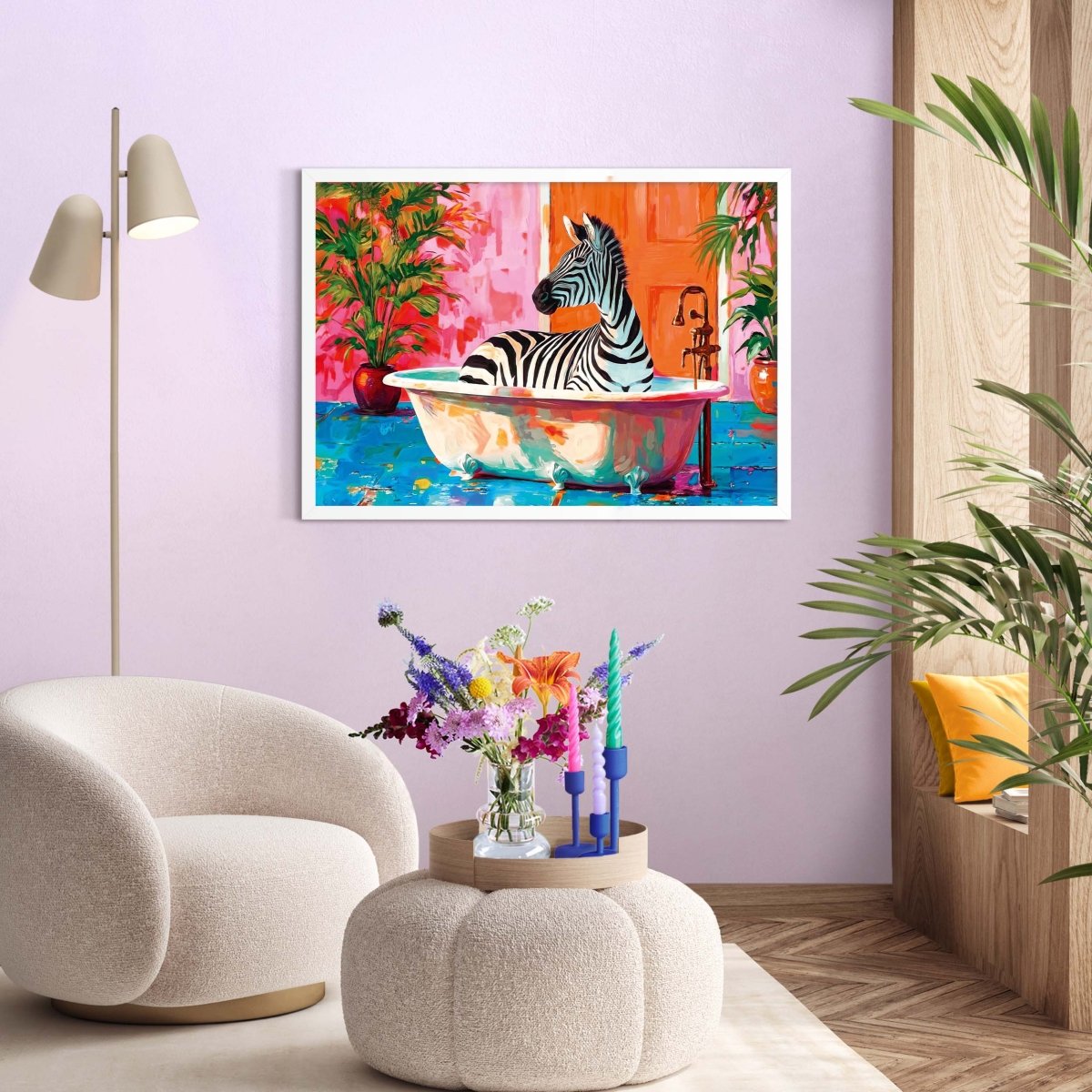 Schilderij Zebra in Bad 70x50 - Art Frame - Reinders