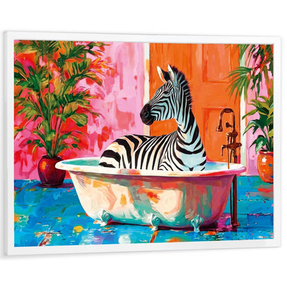 Schilderij Zebra in Bad 70x50 - Art Frame - Reinders