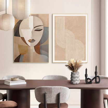 Schilderijen set Abstract portret 70x50 - Slim Frame - Reinders
