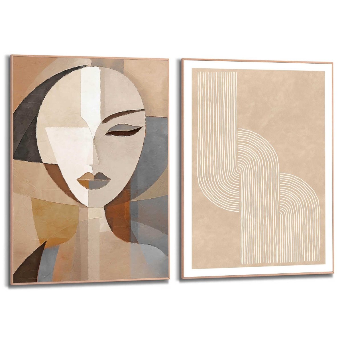 Schilderijen set Abstract portret 70x50 - Slim Frame - Reinders