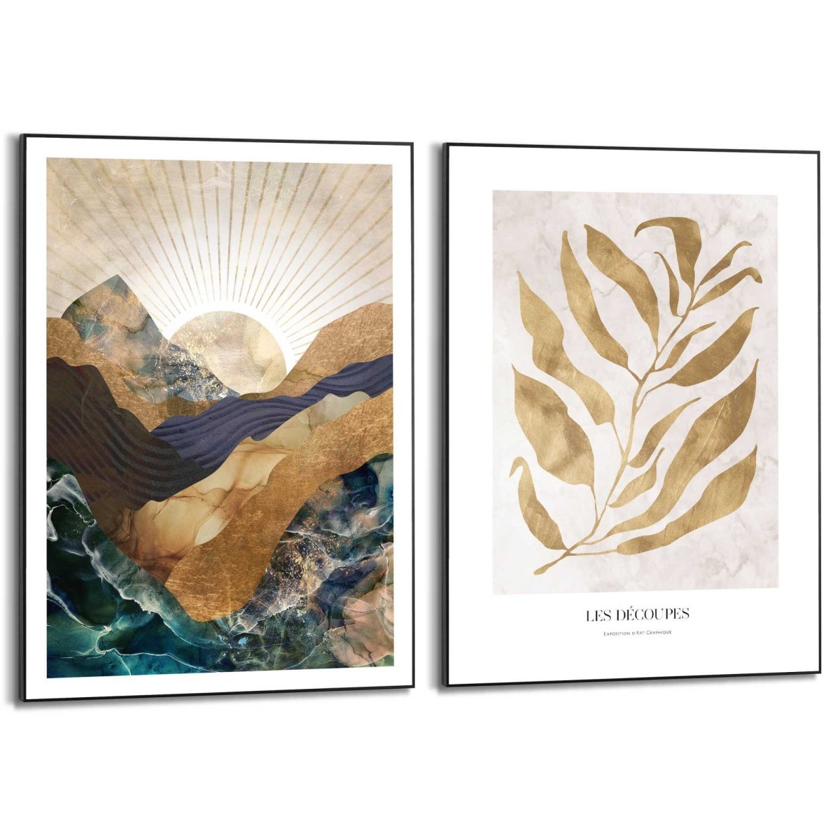 Schilderijen set Natuur met gouden twist 70x50 - Slim Frame - Reinders