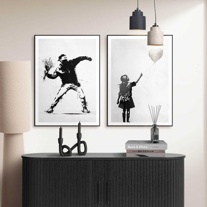Schilderijen set Street Art Banksy 70x50 - Slim Frame - Reinders