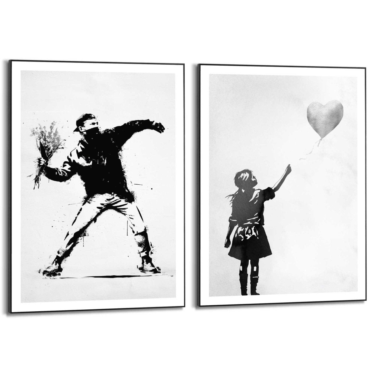 Schilderijen set Street Art Banksy 70x50 - Slim Frame - Reinders