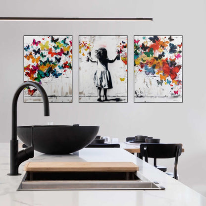 Schilderijen set Wolk van vlinders 70x50 - Reinders