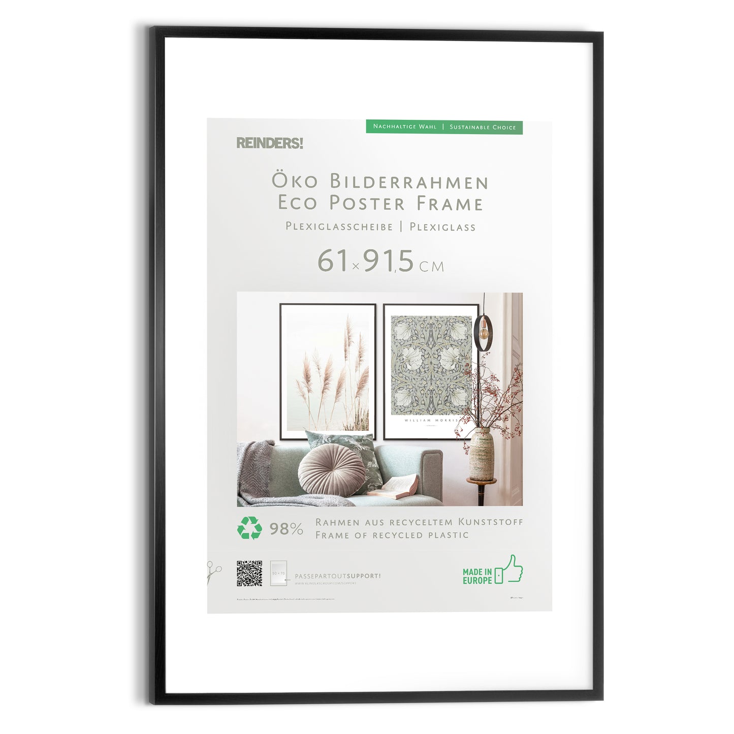 Wissellijst kunststof zwart Poster 61x91,5