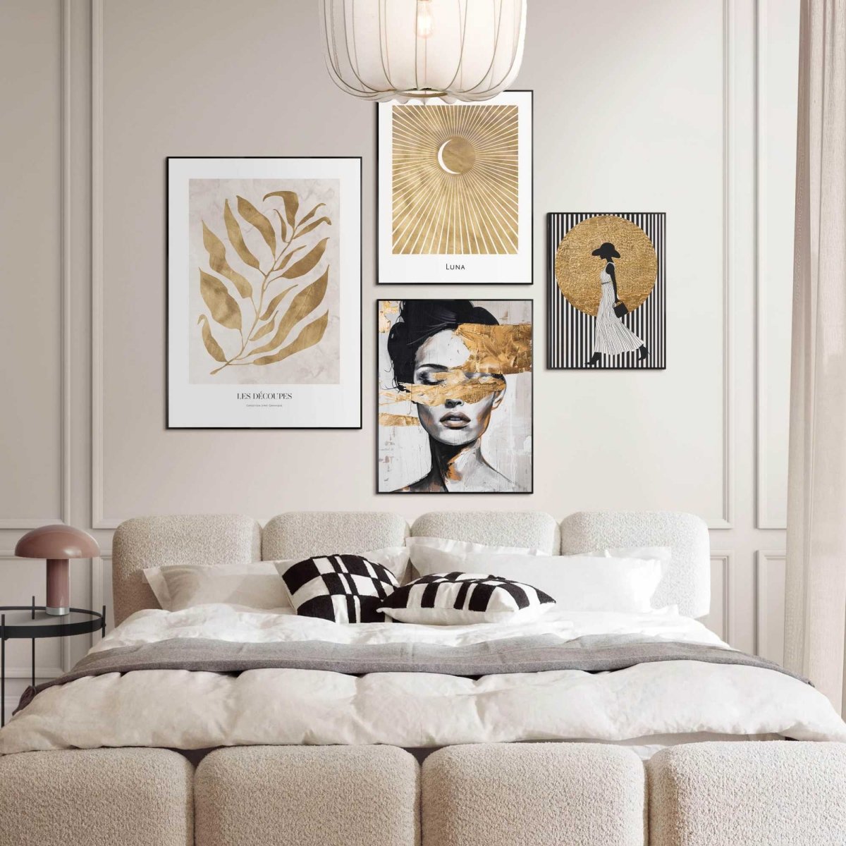 Wanddecoratieset in verschillende formaten Gouden details 70x50 - Slim Frame - Reinders