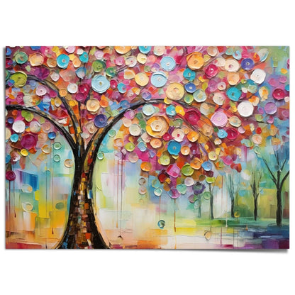 XXL Poster Kleurrijke boom 100x140 - Reinders