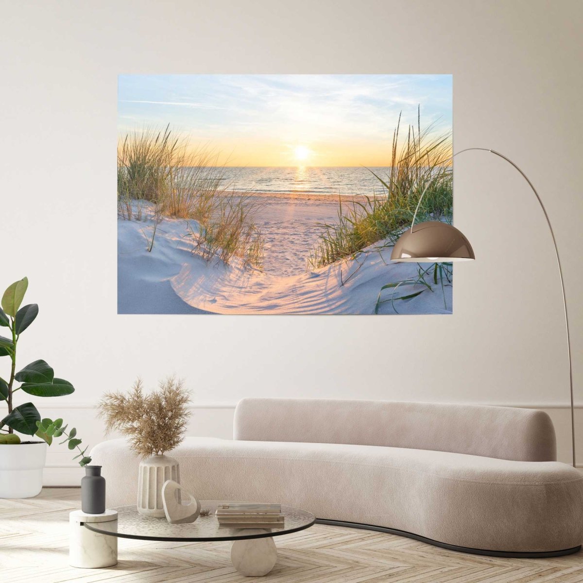XXL Poster Zonsondergang in de duinen 100x140 - Reinders