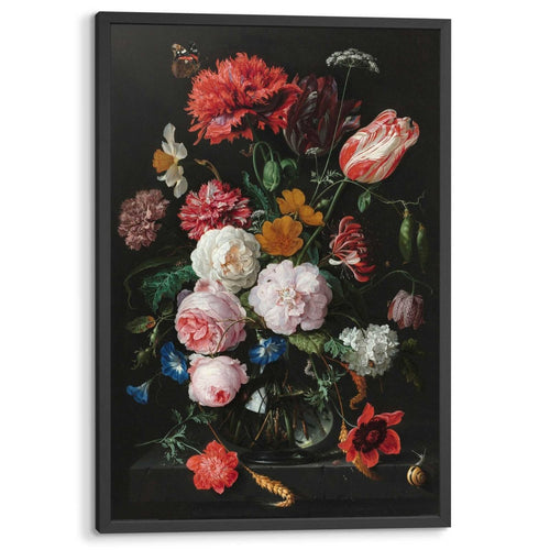 Ingelijste poster De Heem Stilleven met bloemen 93x63