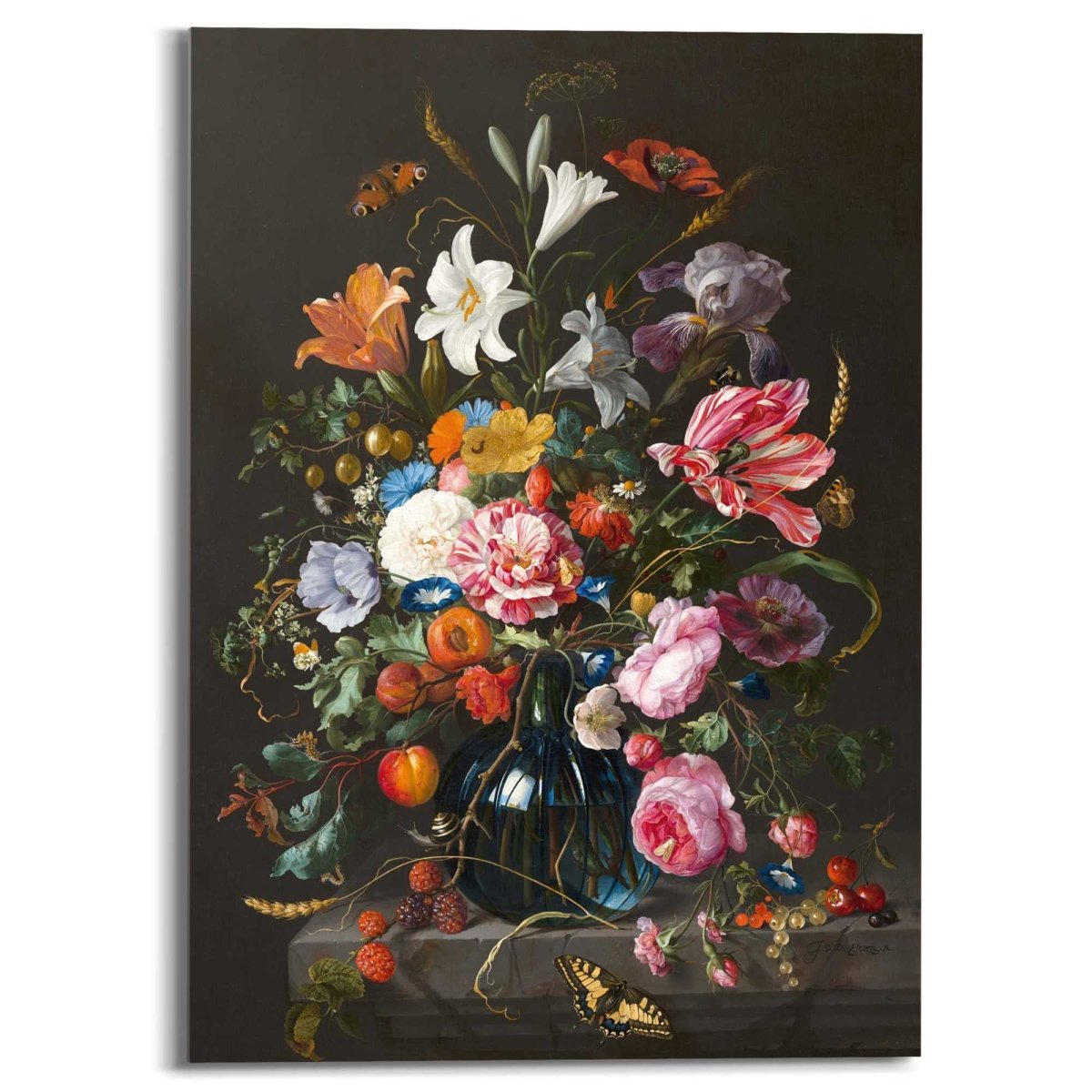 Plexiglasschilderij De Heem Stilleven met bloemen op vaas 70x50 - Reinders