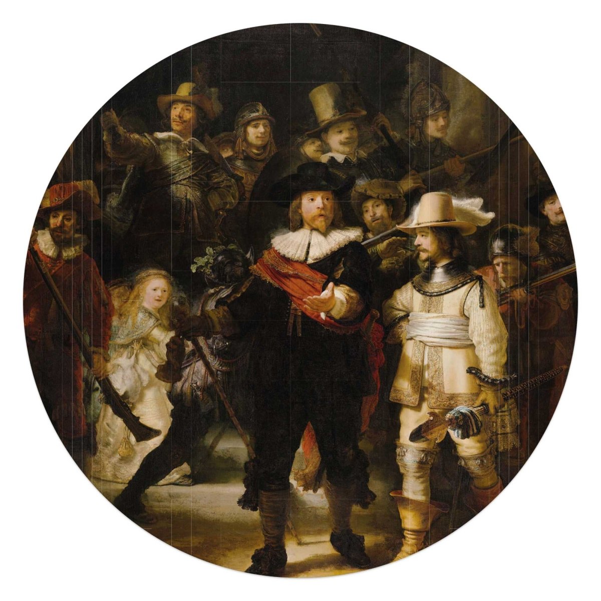 Plexiglasschilderij Rembrandt Nachtwacht 70 Rond - Reinders