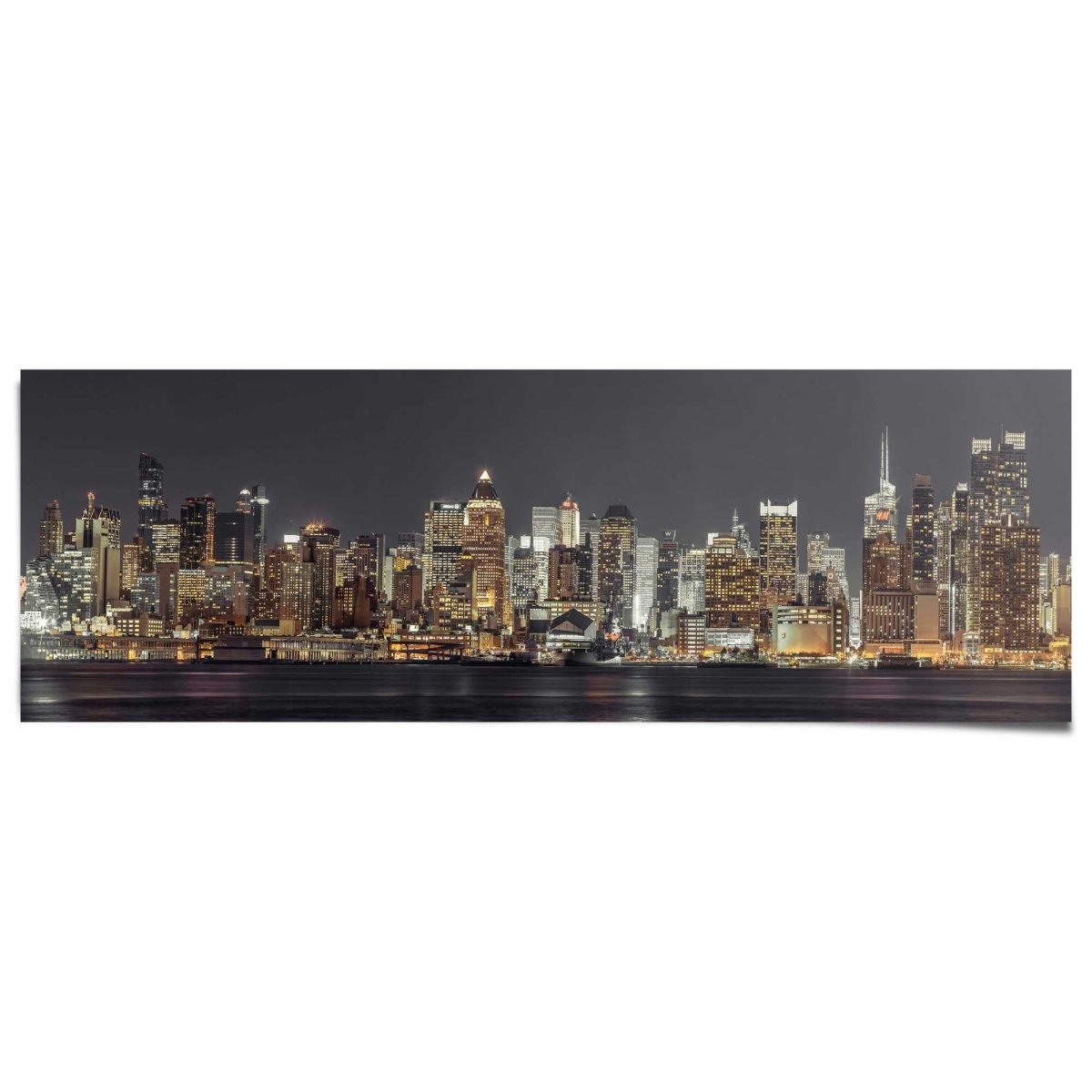 Poster New York skyline in de nacht (Assaf Frank) 53x158 - Reinders