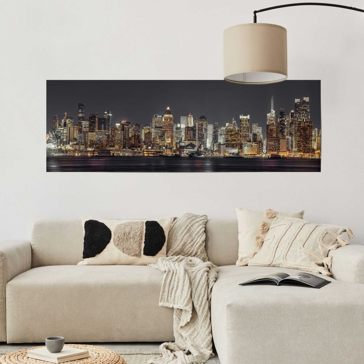Poster New York skyline in de nacht (Assaf Frank) 53x158 - Reinders