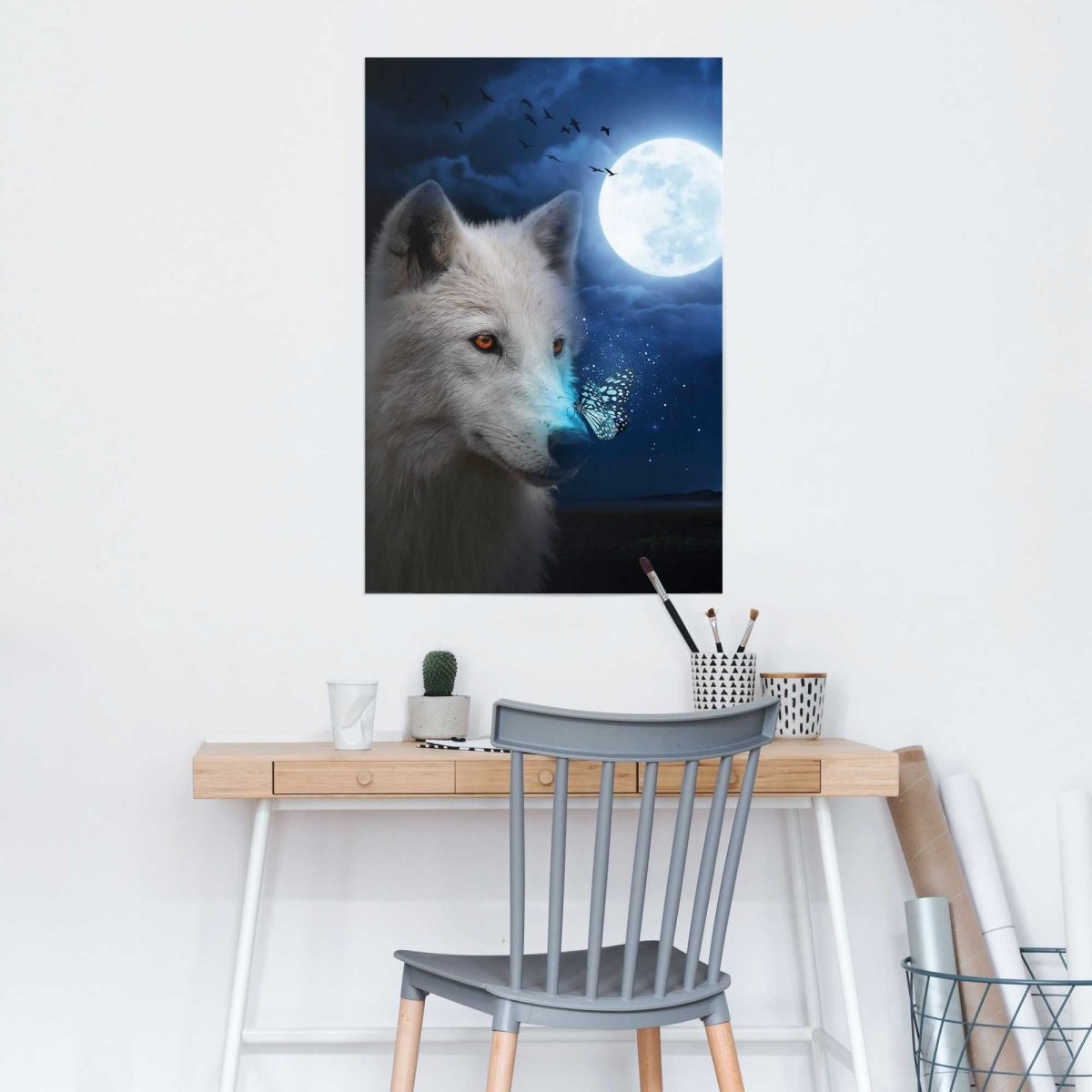 Poster Witte Wolf 91,5x61 - Reinders