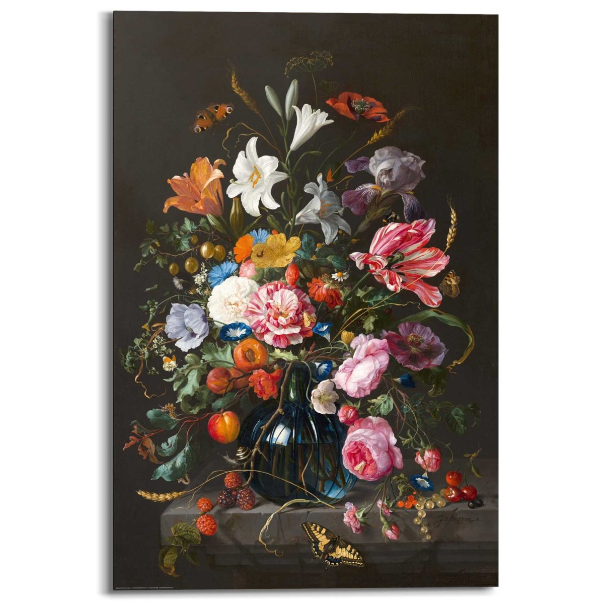 Schilderij De Heem Vaas met bloemen 90x60 - Reinders