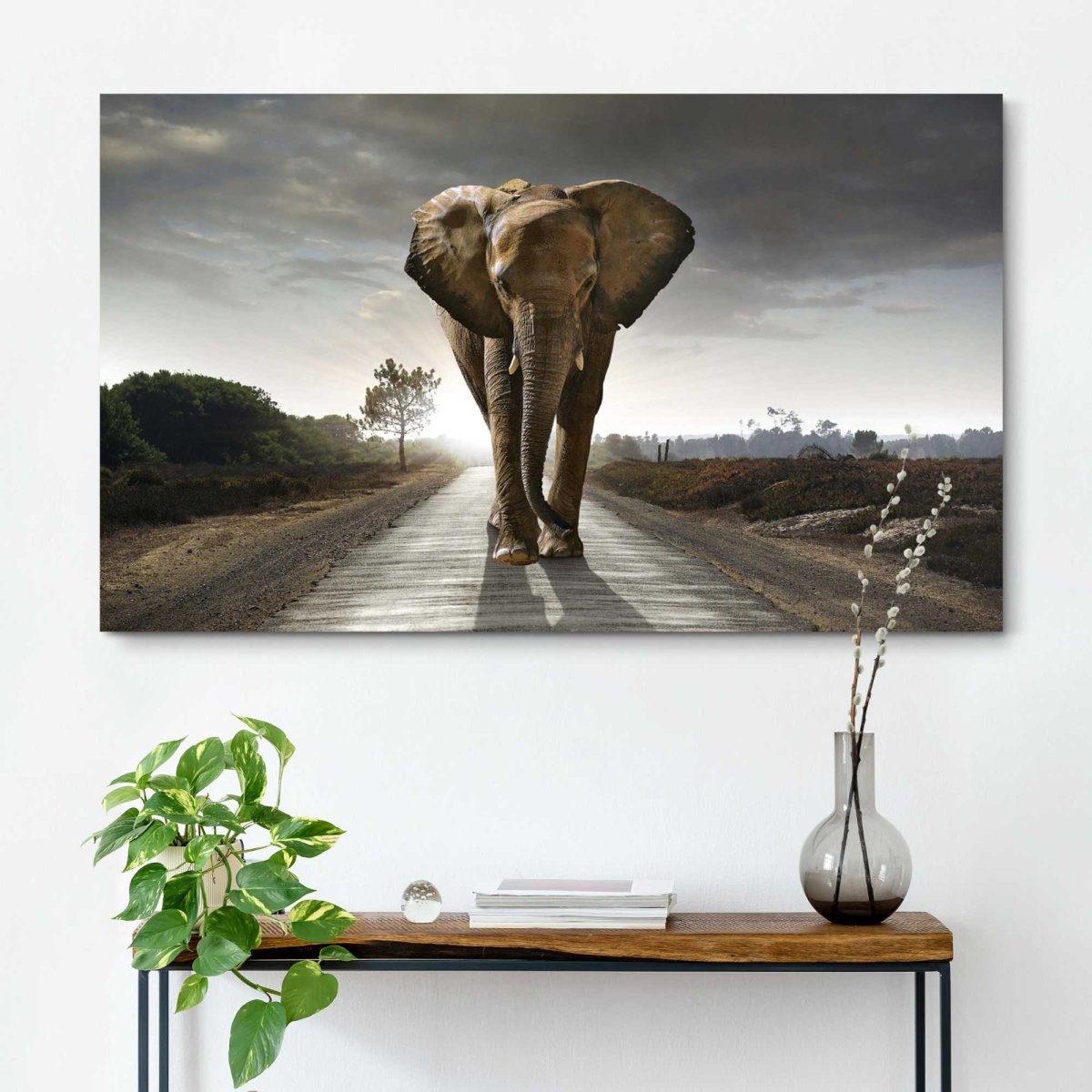 Schilderij Wandelende olifant 70x118 - Reinders