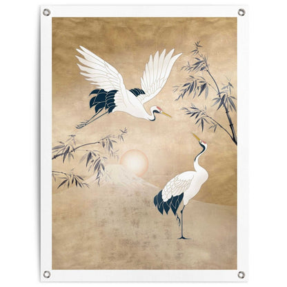 Tuinposter Kraanvogels in goud 80x60 - Reinders