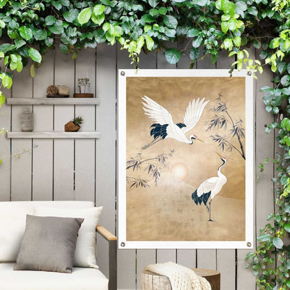 Tuinposter Kraanvogels in goud 80x60 - Reinders