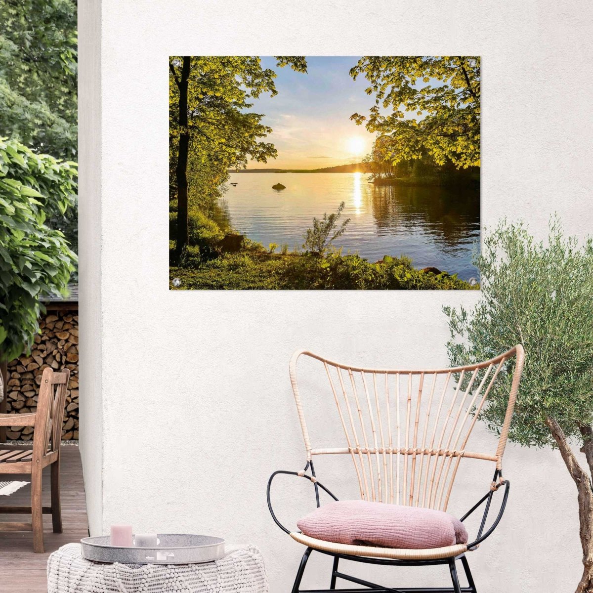 Tuinposter Zonsondergang aan het meer 60x80 - Reinders