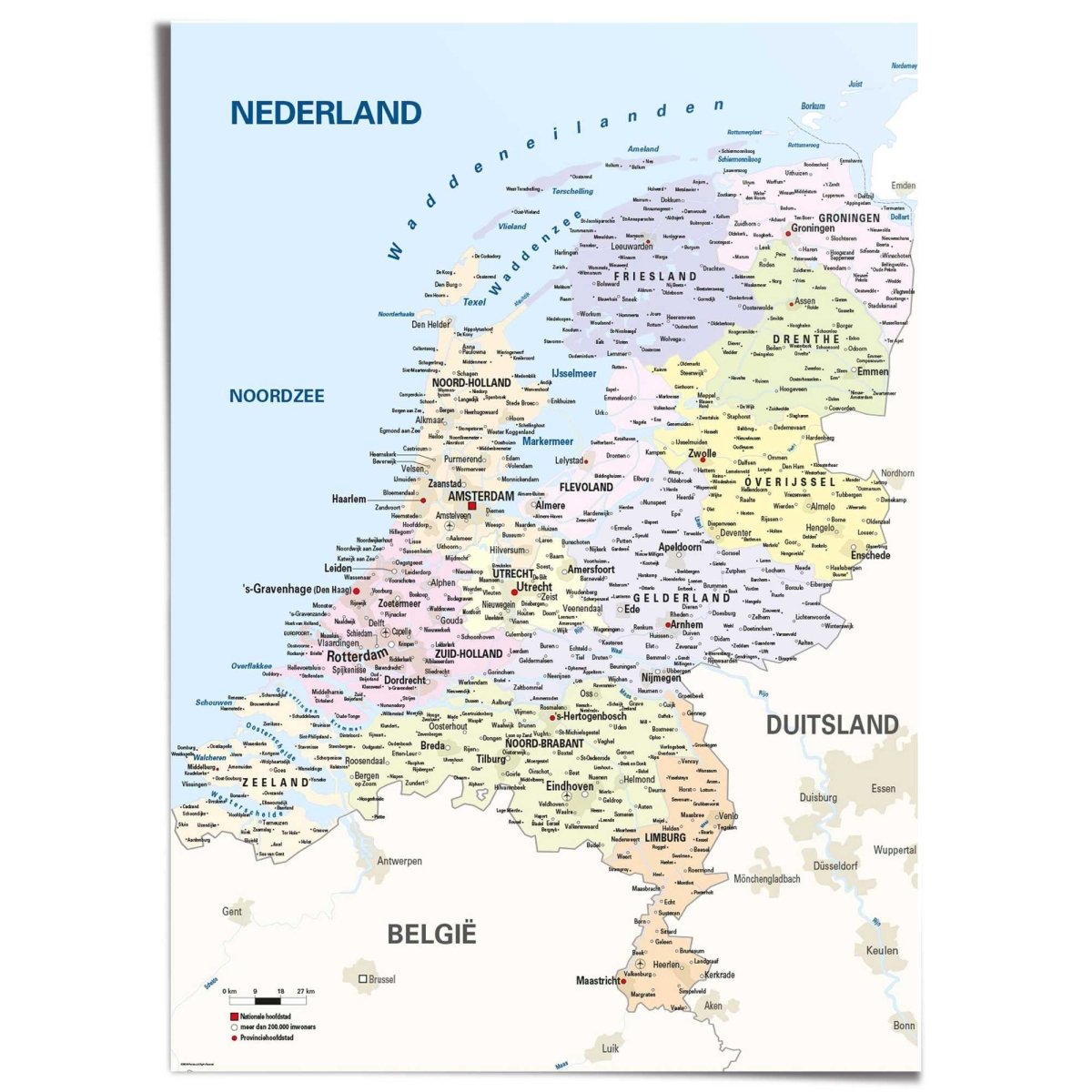 XXL Poster Kaart van Nederland 140x100 - Reinders